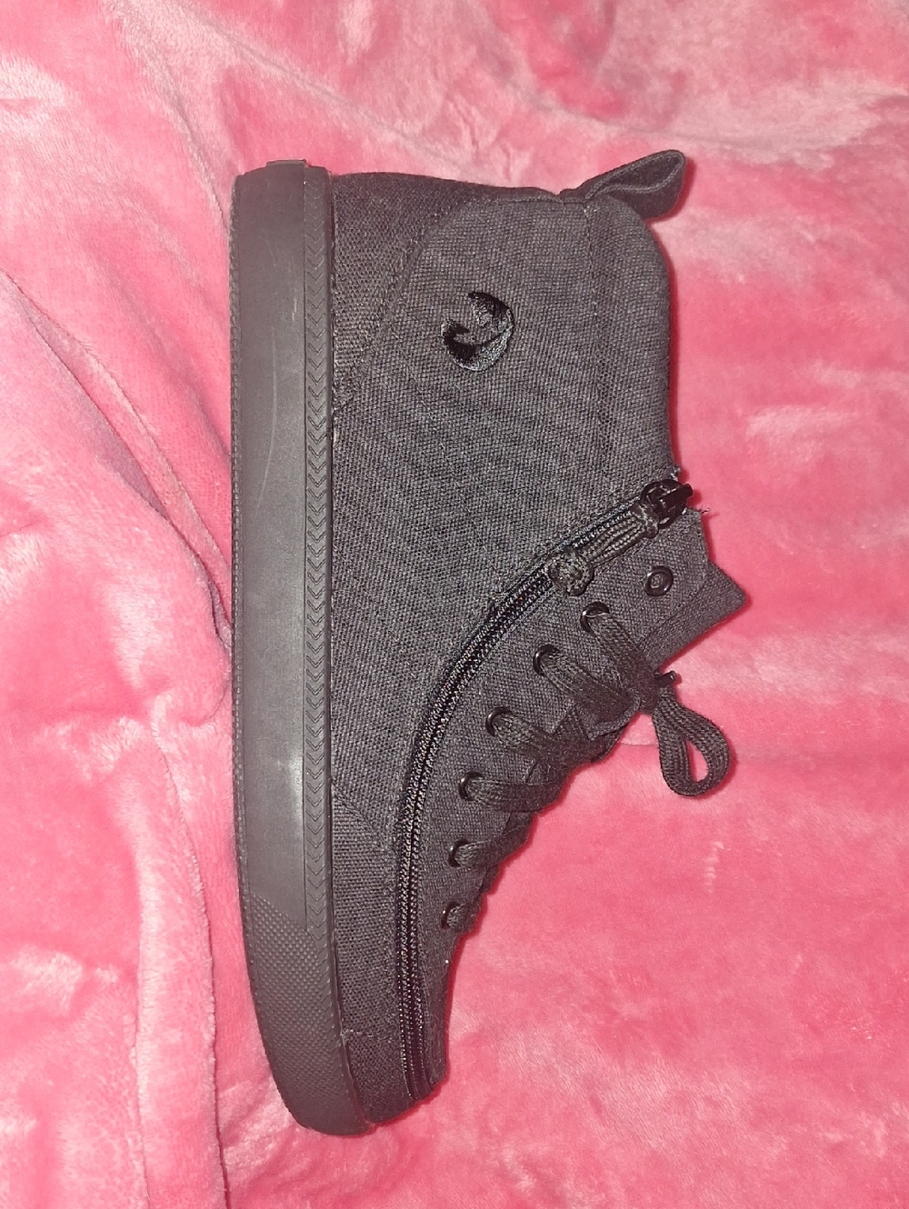 BILLY GOAT SNEAKERS All-Black High Top Canvas with Side Zip Youth Size 5W And 7W